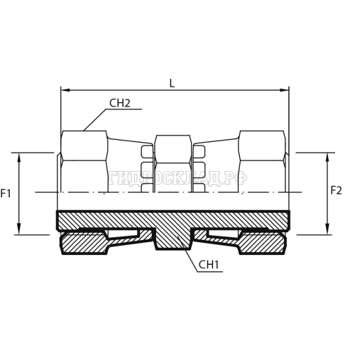Адаптер ORFS(г) 9/16" - ORFS(г) 9/16" (Vitillo SPA)