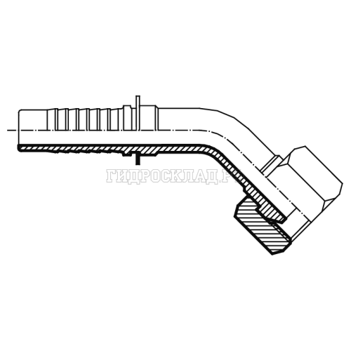 Фитинг BSP (г) 1/2" DN=12 (45°) (slip-on nut) (Vitillo SPA)