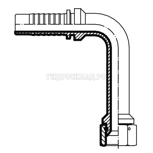 Фитинг JIC (г) 1/2" DN=06 (90°) long drop (Vitillo SPA)