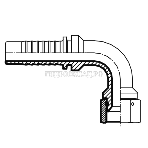 Фитинг JIC (г) 1.5/8" DN=32 (90°) (thrust-wire nut) (Vitillo SPA)