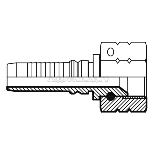 Фитинг JIC (г) 1.5/8" DN=32 (0°) InterLock (Vitillo SPA)