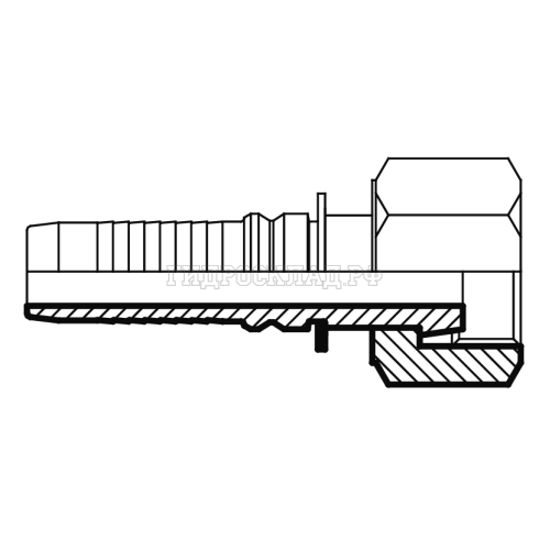 Фитинг ORFS (г) 1.7/16" DN=20 (0°) InterLock (Vitillo SPA)