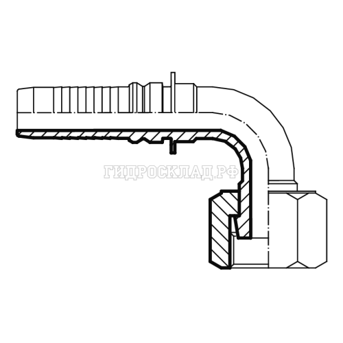 Фитинг ORFS (г) 1.7/16" DN=25 (90°) InterLock (Vitillo SPA)