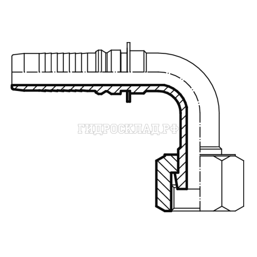 Фитинг ORFS (г) 1.3/16" DN=20 (90°) InterLock удлин. (Vitillo SPA)