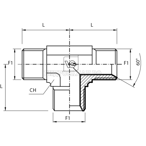 Адаптер тройник ORFS(ш) 2" (Vitillo SPA)