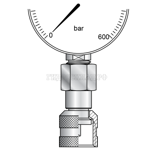 Адаптер манометра G1/4" - на точку контроля S12.65x1.65 (0°) (Mini Press)