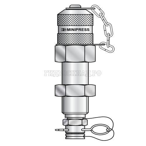 Точка контроля давления M16x2 -  Plug-in - мет.колп.с пласт.держ.  проходной (Mini Press)