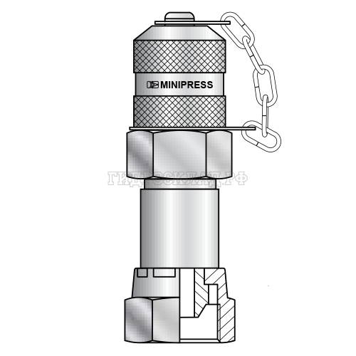 Точка контроля давления M16x2 - BSP(г) 1/4" - мет.колп.с пласт.держ. (Mini Press)