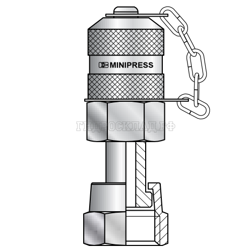 Точка контроля давления M16x2 - ORFS(г) 13/16"-16 - пласт.колп. (Mini Press)