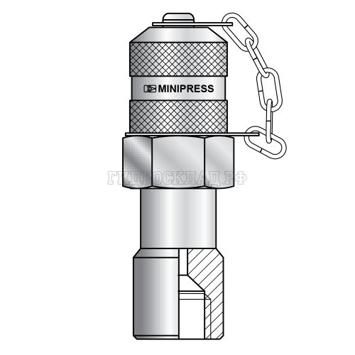Точка контроля давления M16x2 - JIC(г) 9/16"-18 - мет.колп.с пласт.держ. (Mini Press)