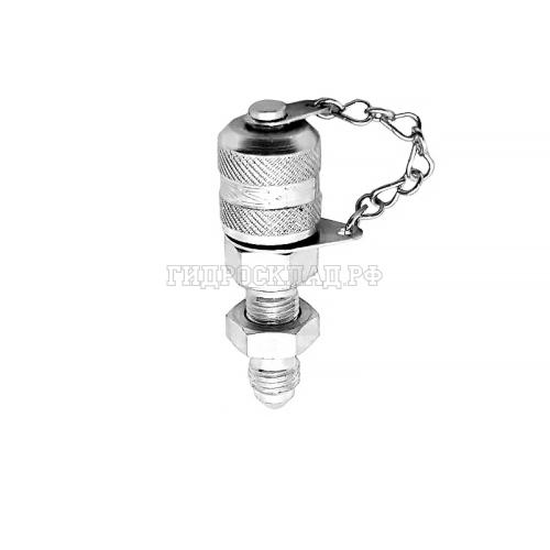 Точка контроля давления M16x2 - JIC(ш) 7/16"-20  (мет.колп.с цеп.) проходной (Mini Press)