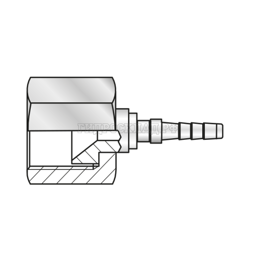 Фитинг JIC(г) 3/8"-24 Ду=2мм (0°) (Mini Press)