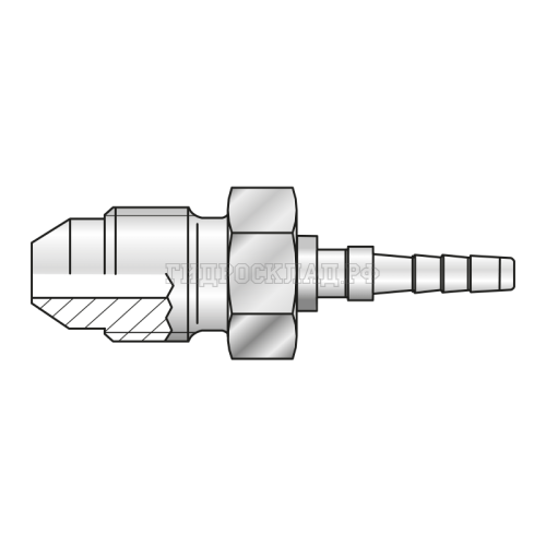 Фитинг JIC(ш) 1/2"-20 Ду=4мм (0°) (Mini Press)