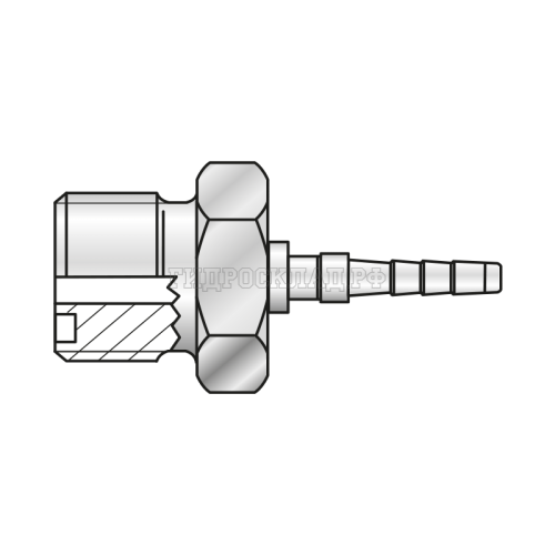 Фитинг ORFS(ш) 9/16"-18 Ду=3мм (0°) (Mini Press)