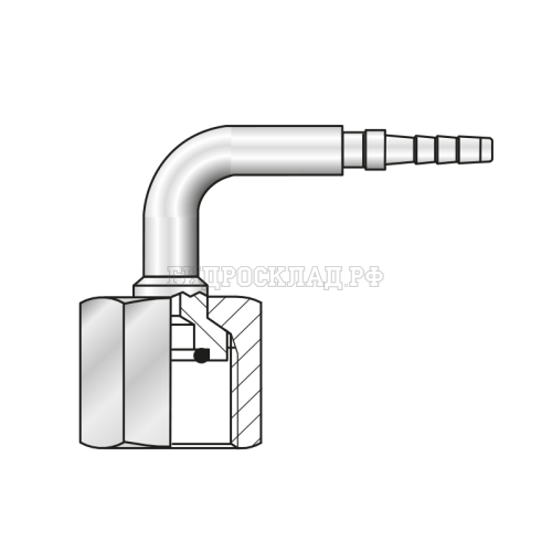Фитинг к манометру G1/2" Ду=2мм (90°) (Mini Press)