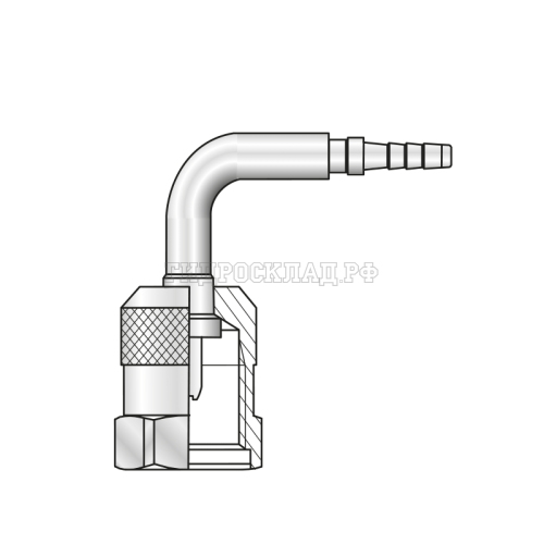 Фитинг к точке контроля M16x2 Ду=2мм (90°) Ch=19мм (Mini Press)