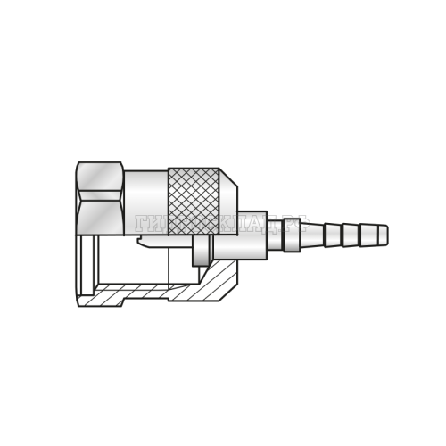 Фитинг к точке контроля M16x2 Ду=3мм (0°) Ch=19мм (Mini Press)