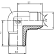 Адаптер 90° JIC(ш) 1.5/8" - BSPT(ш) 1" (Vitillo SPA)