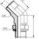 Адаптер 45° ORFS(ш) 9/16" - Metric(ш) 10X1 o.r.+ контргайка (Vitillo SPA)