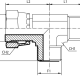 Адаптер тройник ORFS(ш) 1" - ORFS(г) 1"  - ORFS(ш) 1" (Vitillo SPA)